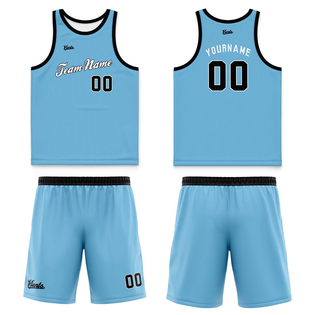 Custom Light Blue Wide Shoulder Basketball Jersey, Breathable Mesh Team Uniform for Adult & Yout
