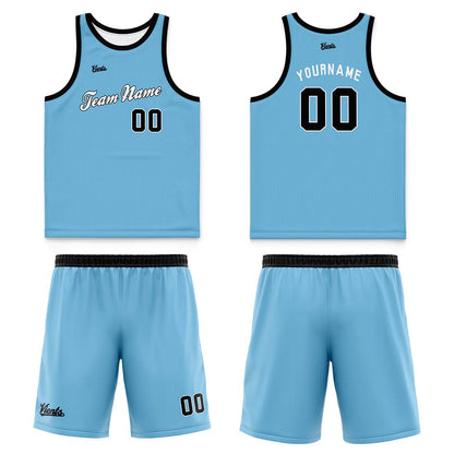 Custom Light Blue Wide Shoulder Basketball Jersey, Breathable Mesh Team Uniform for Adult & Yout