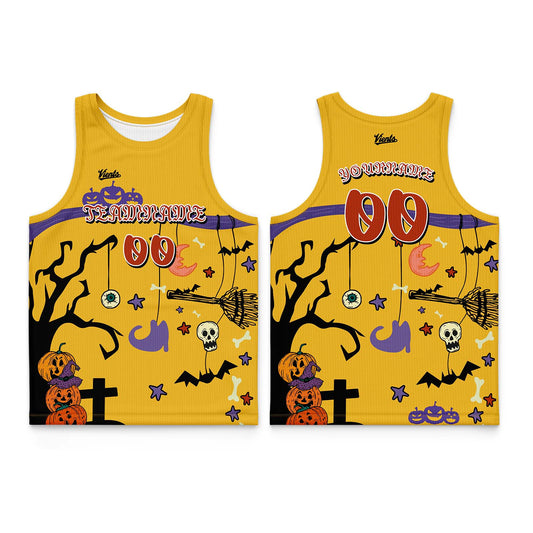 Custom Yellow Black Purple Thin Strap Basketball Jersey - Breathable Mesh Training Uniform for Adults & Youth
