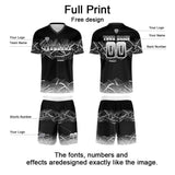 Custom Black Gray Soccer Uniform Jersey Kids Adults Personalized Set Jersey Shirt