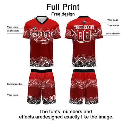 Custom Red Soccer Uniform Jersey Kids Adults Personalized Set Jersey Shirt