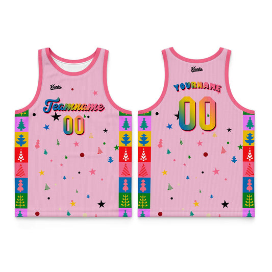 Custom Pink Colorful Thin Strap Basketball Jersey - Breathable Mesh Training Uniform for Adults & Youth