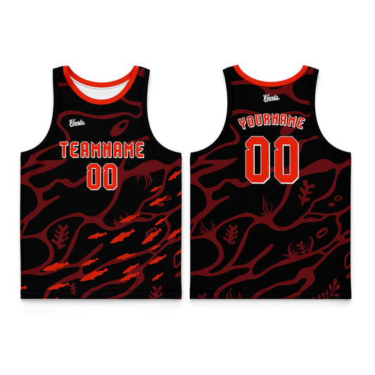 Custom Red Black Thin Strap Basketball Jersey - Breathable Mesh Training Uniform for Adults & Youth