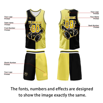 Custom Black Yellow Basketball Jersey Uniform Suit Printed Your Logo Name Number
