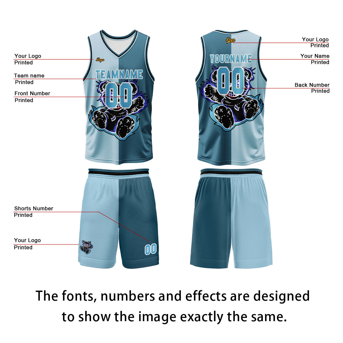 Custom Gray Blue Basketball Jersey Uniform Suit Printed Your Logo Name Number
