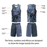 Custom Gray Blue Basketball Jersey Uniform Suit Printed Your Logo Name Number