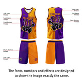 Custom Orange Violet Basketball Jersey Uniform Suit Printed Your Logo Name Number