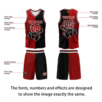 Custom Red Black Basketball Jersey Uniform Suit Printed Your Logo Name Number
