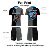 Custom Black Blue Soccer Uniform Jersey Kids Adults Personalized Set Jersey Shirt