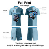 Custom Light Blue Dark Blue Soccer Uniform Jersey Kids Adults Personalized Set Jersey Shirt