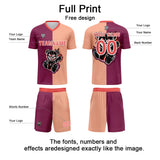Custom Fuchsia Light Brown Soccer Uniform Jersey Kids Adults Personalized Set Jersey Shirt