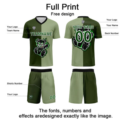 Custom Green Soccer Uniform Jersey Kids Adults Personalized Set Jersey Shirt