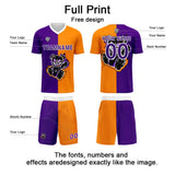 Custom Purple Orange Soccer Uniform Jersey Kids Adults Personalized Set Jersey Shirt