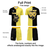 Custom Black Yellow Soccer Uniform Jersey Kids Adults Personalized Set Jersey Shirt