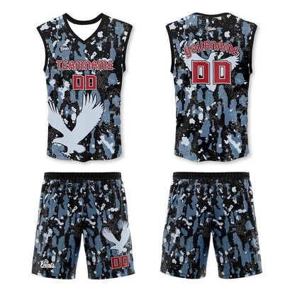 Custom Black Gray Blue Thin Strap Basketball Jersey, Breathable Mesh Training Uniform for Adults & Youth