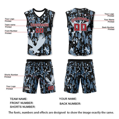 Custom Black Gray Blue Thin Strap Basketball Jersey, Breathable Mesh Training Uniform for Adults & Youth