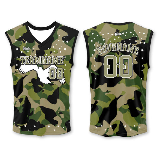Custom Military Green White Black Wide Shoulder Basketball Jersey - Breathable Mesh Team Uniform for Adult & Yout
