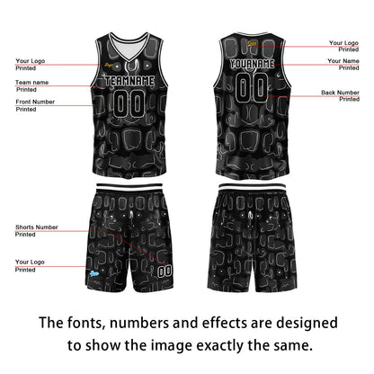 Custom Black Basketball Jersey Uniform Suit Printed Your Logo Name Number