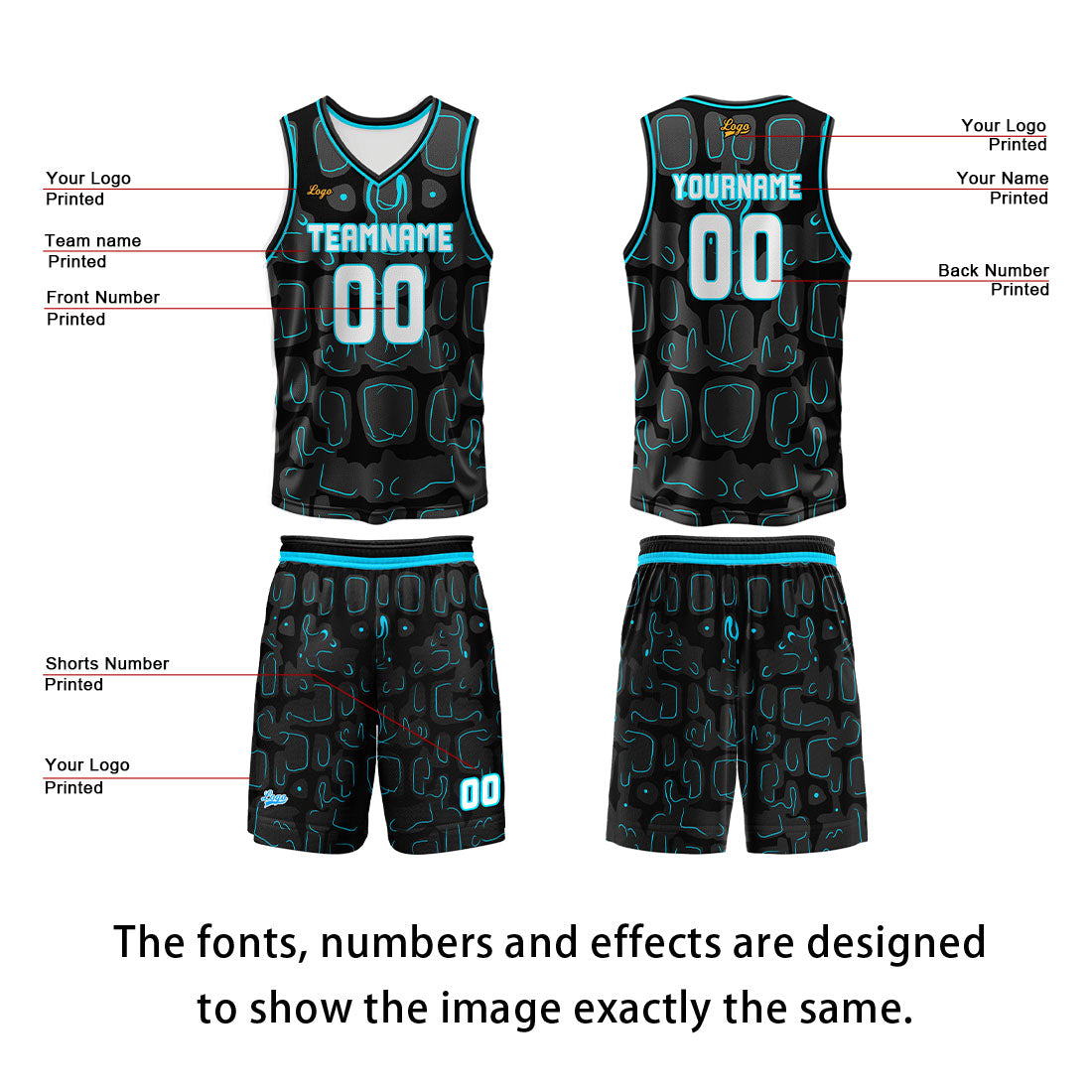 Custom Black Blue Basketball Jersey Uniform Suit Printed Your Logo Name Number