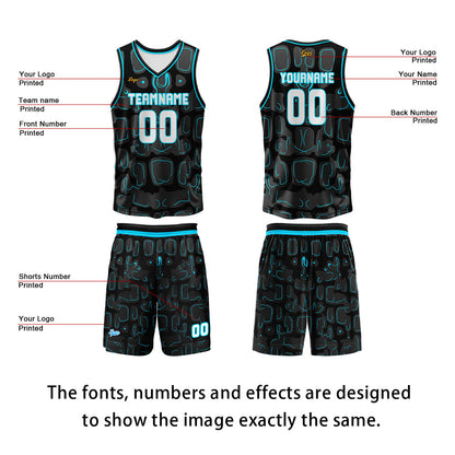 Custom Black Blue Basketball Jersey Uniform Suit Printed Your Logo Name Number