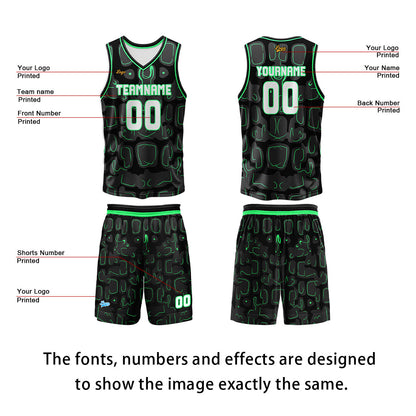 Custom Black Green Basketball Jersey Uniform Suit Printed Your Logo Name Number