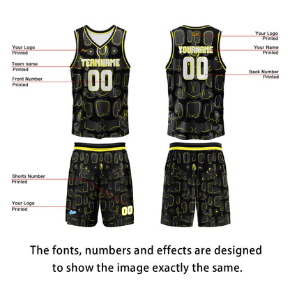 Custom Black Lemon Yellow Basketball Jersey Uniform Suit Printed Your Logo Name Number