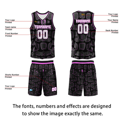 Custom Black Lilac Basketball Jersey Uniform Suit Printed Your Logo Name Number