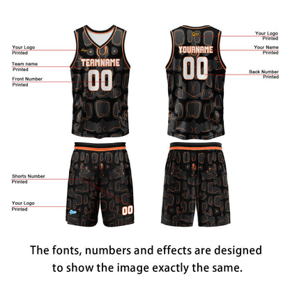 Custom Black Orange Basketball Jersey Uniform Suit Printed Your Logo Name Number