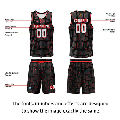 Custom Black Red Basketball Jersey Uniform Suit Printed Your Logo Name Number