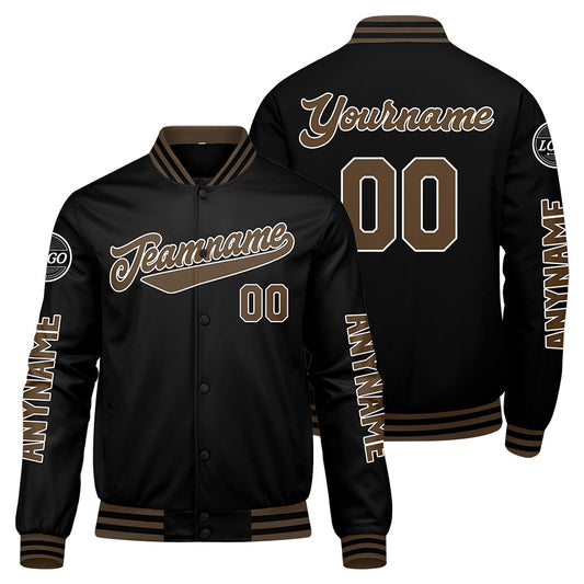 Custom Black Brown Varsity Jackets for Men Women Youth Personalized Letterman Jackets