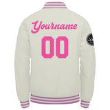 Custom Varsity Jacket Letterman jacket for Men, Women and Youth Cream Pink