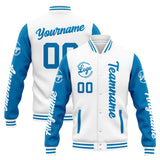 Custom Varsity Jacket Letterman jacket for Men, Women and Youth White Blue