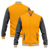 Custom Varsity Jacket Letterman jacket for Men, Women and Youth Yellow Grey