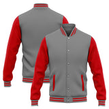 Custom Varsity Jacket Letterman jacket for Men, Women and Youth Grey Red