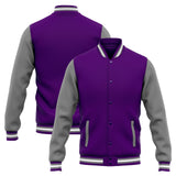 Custom Varsity Jacket Letterman jacket for Men, Women and Youth Orange Purple Grey