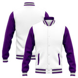 Custom Varsity Jacket Letterman jacket for Men, Women and Youth White Purple