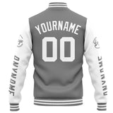 Custom Varsity Jacket Letterman jacket for Men, Women and Youth Grey White