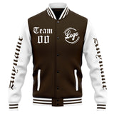 Custom Varsity Jacket Letterman jacket for Men, Women and Youth Brown White