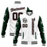 Custom Varsity Jacket Letterman jacket for Men, Women and Youth White Green Brown