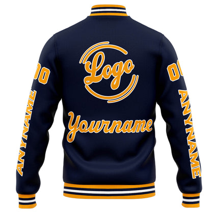 Custom Varsity Jacket Letterman jacket for Men, Women and Youth Navy Orange
