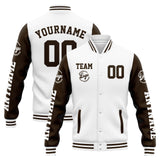 Custom Varsity Jacket Letterman jacket for Men, Women and Youth White Brown