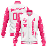 Custom Varsity Jacket Letterman jacket for Men, Women and Youth White Pink