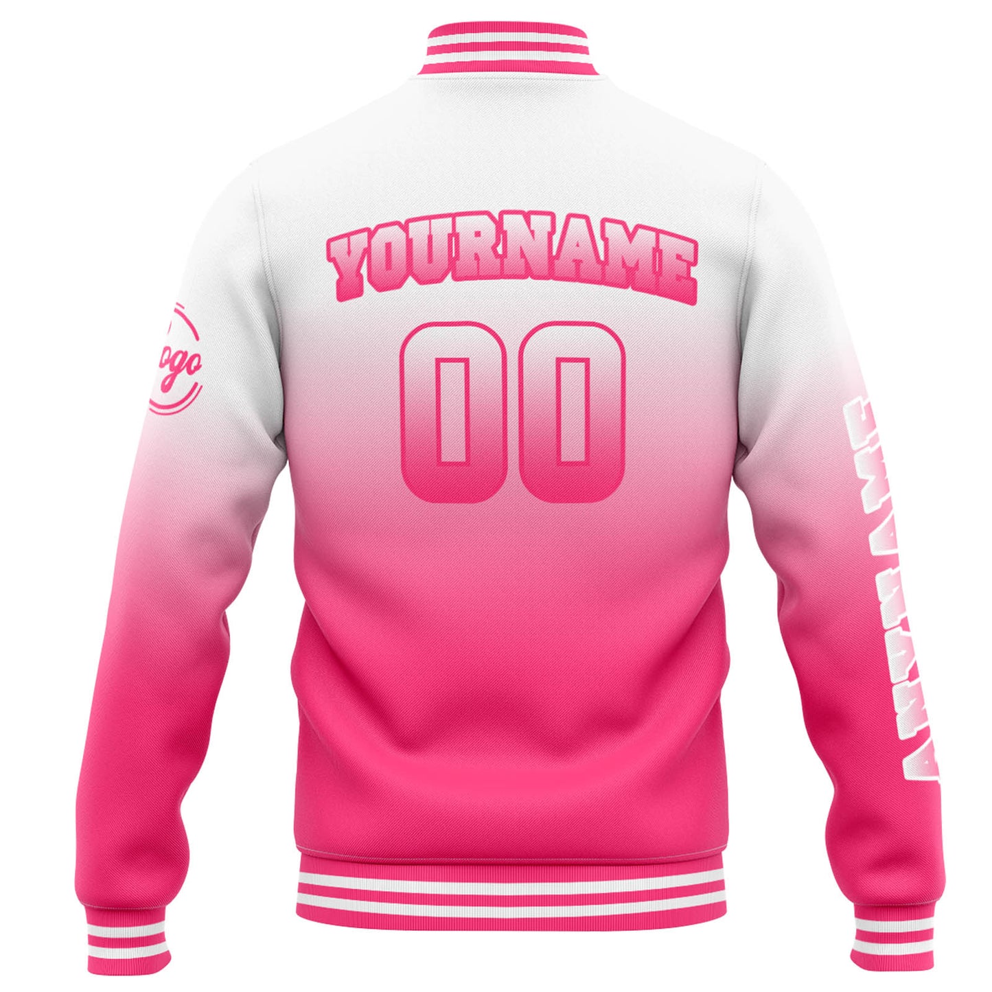 Custom Varsity Jacket Letterman jacket for Men, Women and Youth White Pink Gradient