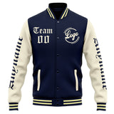 Custom Varsity Jacket Letterman jacket for Men, Women and Youth Navy Cream