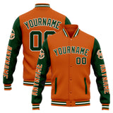 Custom Varsity Jacket Letterman jacket for Men, Women and Youth Orange Dark Green