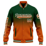 Custom Varsity Jacket Letterman jacket for Men, Women and Youth Drak Green Orange Gradient