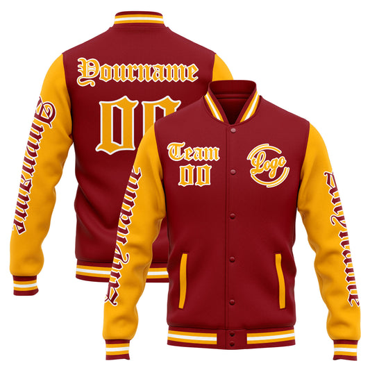 Custom Varsity Jacket Letterman jacket for Men, Women and Youth Red Orange