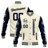 Custom Varsity Jacket Letterman jacket for Men, Women and Youth Cream Navy