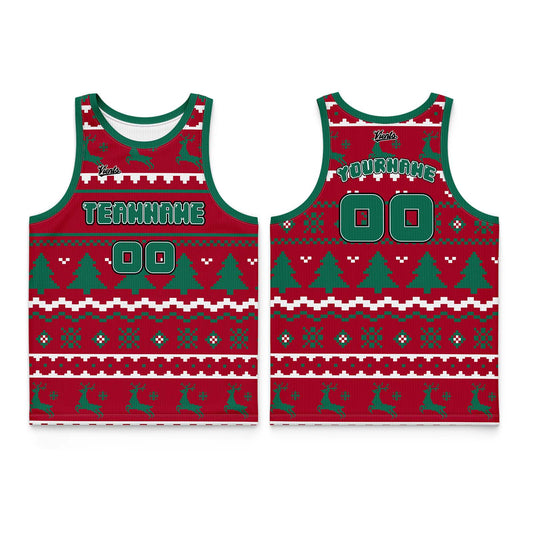 Custom Red Green Thin Strap Basketball Jersey - Breathable Mesh Training Uniform for Adults & Youth