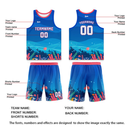 Custom Blue Light Blue Dark Blue Wide Shoulder Basketball Jersey, Breathable Mesh Team Uniform for Adult & Yout